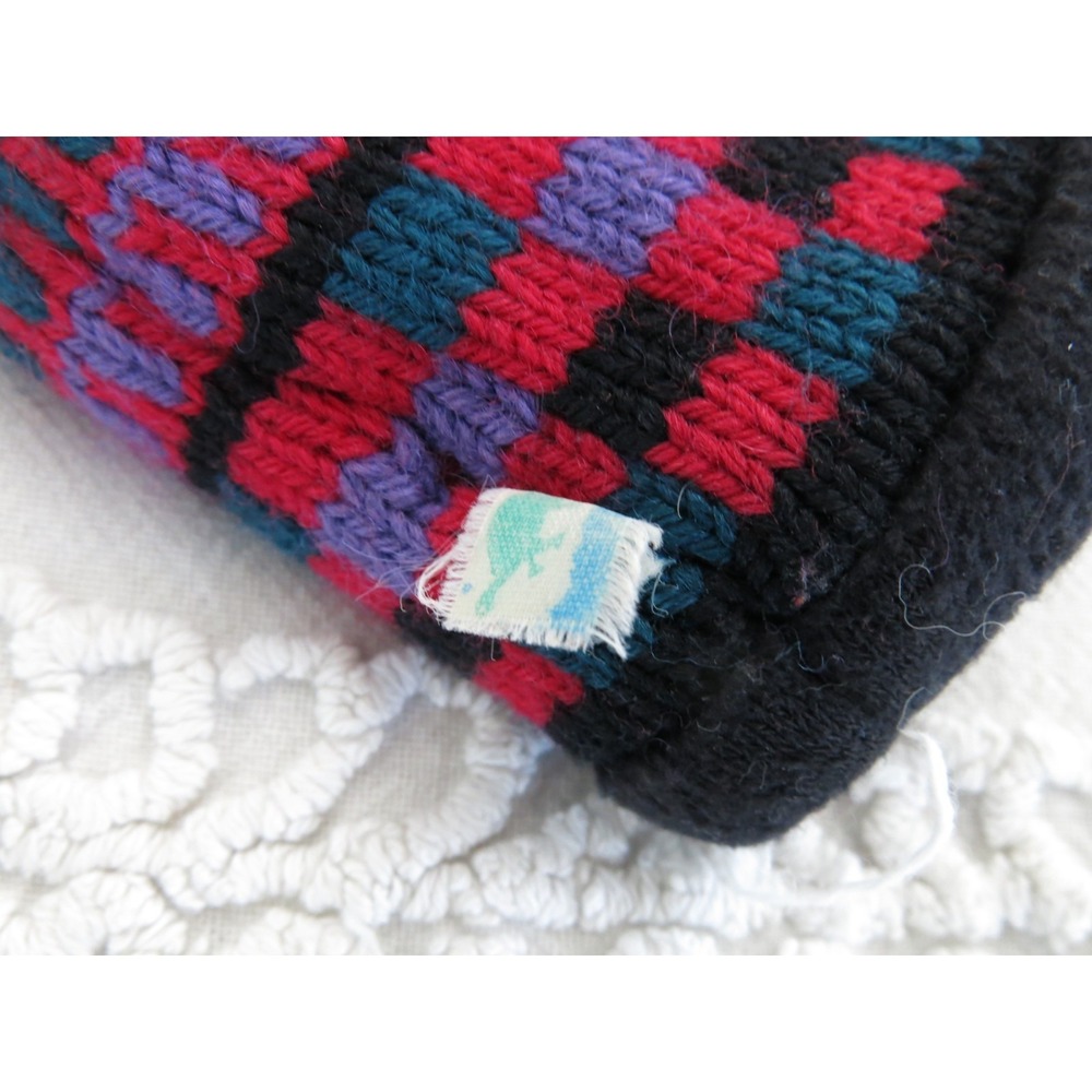 Vintage Turtle Fur Ski Beanie Hat Vermont USA Wool Fleece Lined Poppy Gall - Picture 3 of 6
